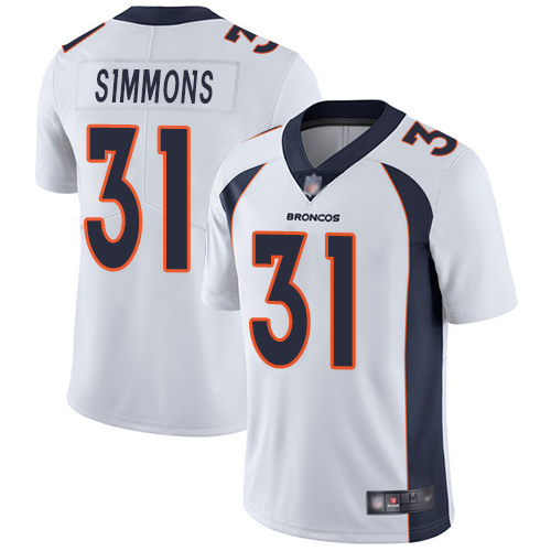 Men Denver Broncos #31 Justin Simmons White Vapor Untouchable Limited Player Football NFL Jersey->denver broncos->NFL Jersey
